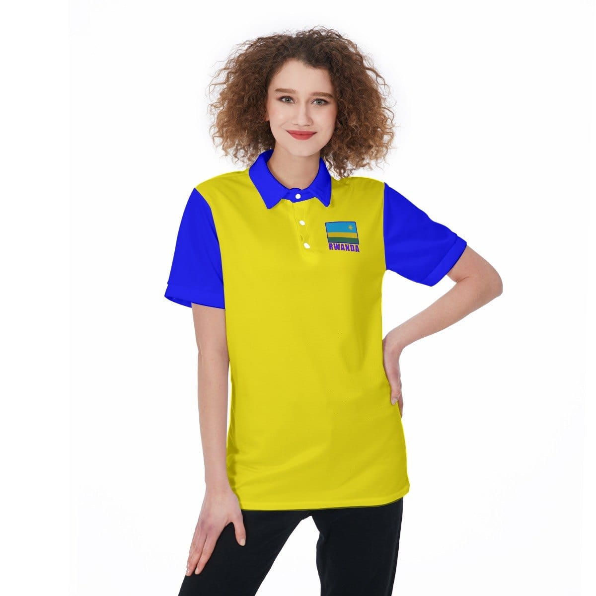 Rwanda Unisex Football Fan Polo Shirt Front