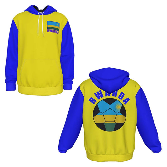 Rwanda Unisex Football Fan Pullover Hoodie Front and Back