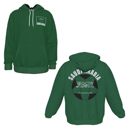 Saudi Arabia Unisex Football Fan Pullover Hoodie Front and Back