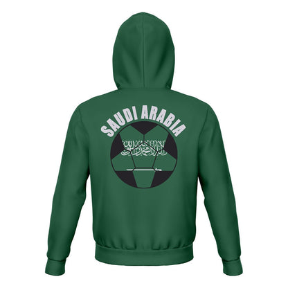 Saudi Arabia Unisex Football Fan Zip Hoodie Back with Hood Up