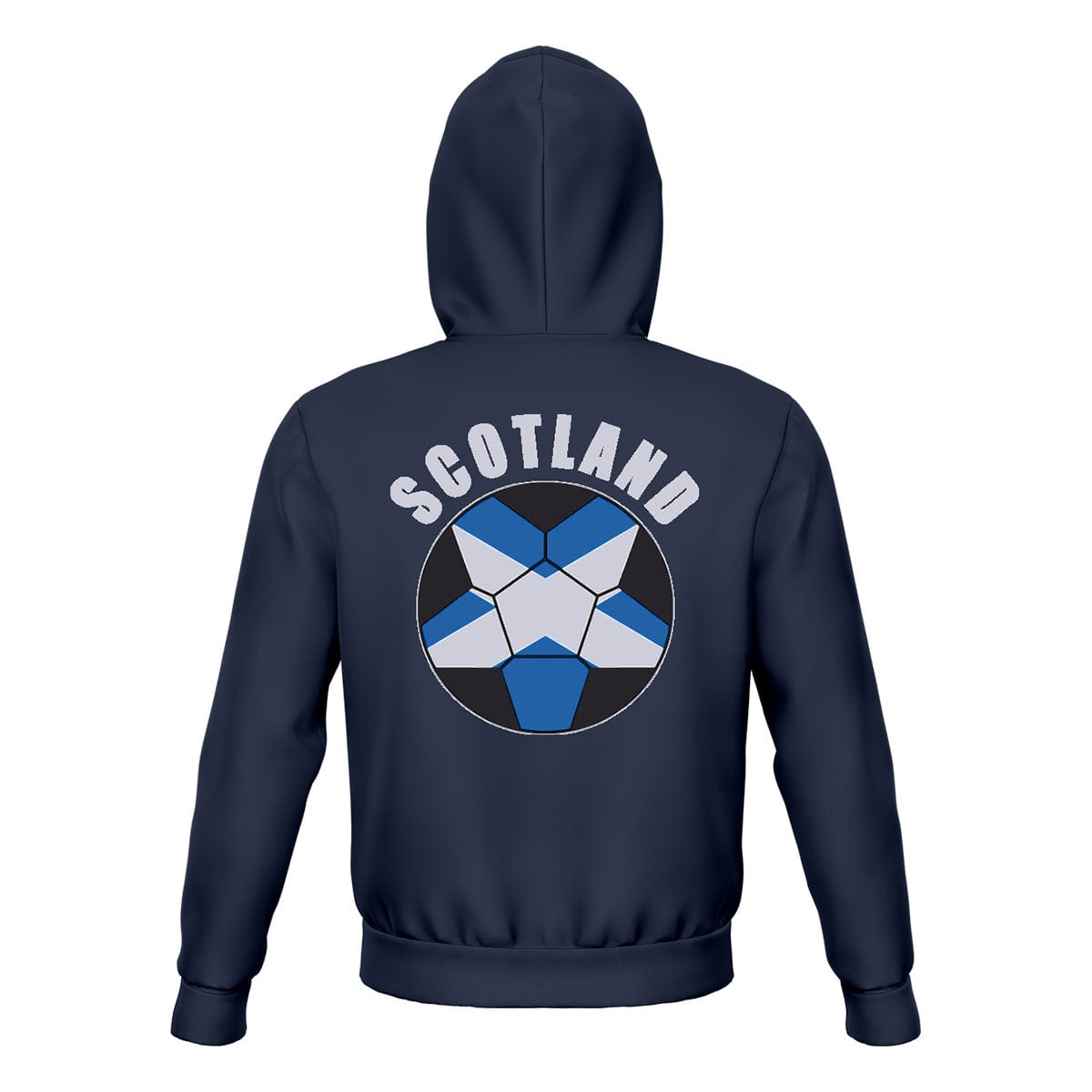 Scotland Unisex Football Fan Zip Hoodie Back with Hood Up