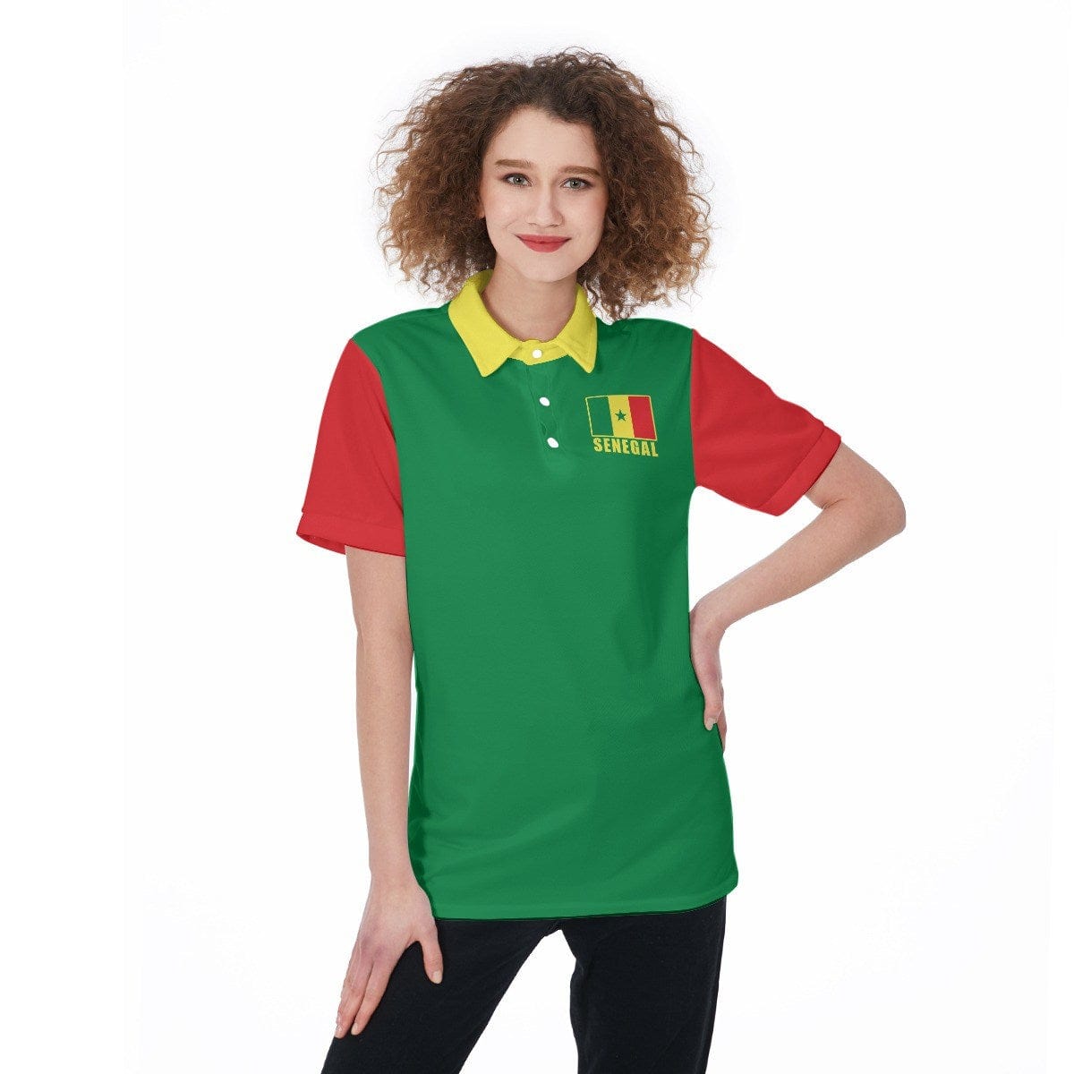 Senegal Unisex Football Fan Polo Shirt Front