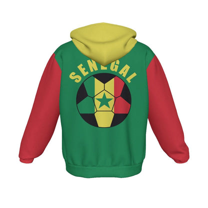 Senegal Unisex Football Fan Zip Hoodie Back