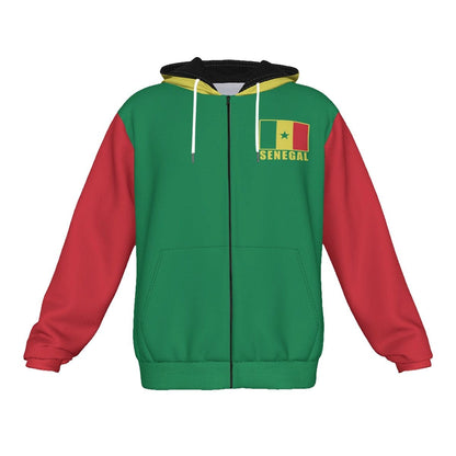 Senegal Unisex Football Fan Zip Hoodie Front