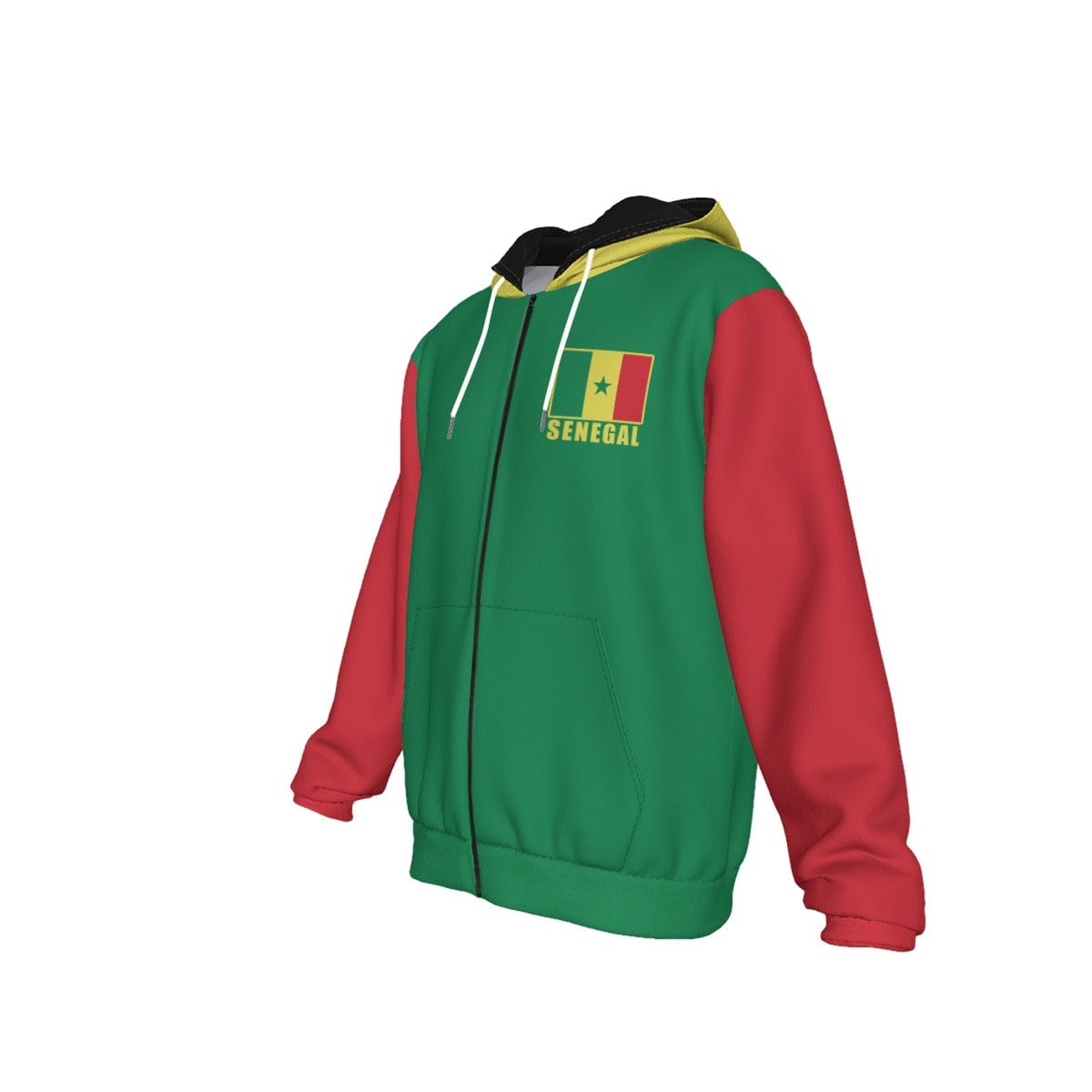 Senegal Unisex Football Fan Zip Hoodie Front Left