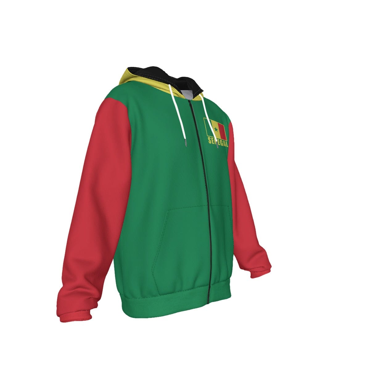 Senegal Unisex Football Fan Zip Hoodie Front Right