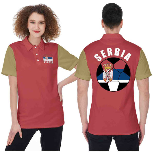 Serbia Unisex Football Fan Polo Shirt Front and Back