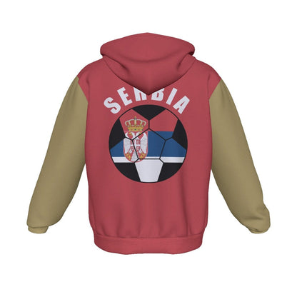 Serbia Unisex Football Fan Zip Hoodie Back