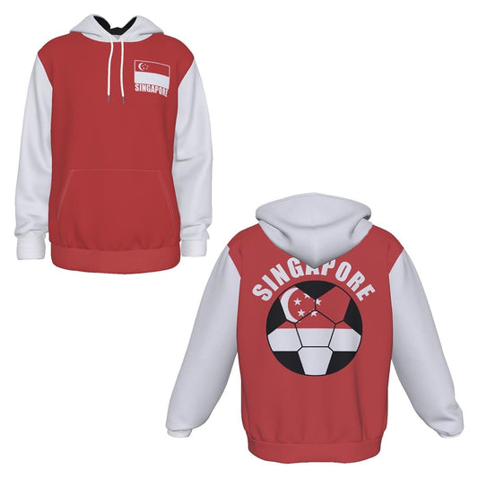 Singapore Unisex Football Fan Pullover Hoodie Front and Back