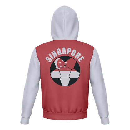 Singapore Unisex Football Fan Zip Hoodie Back with Hood Up