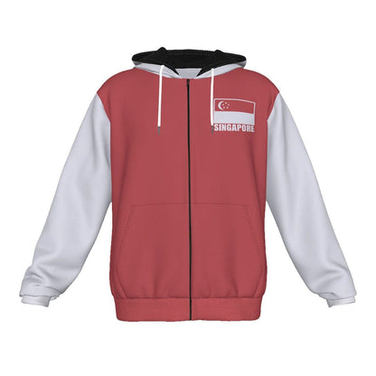 Singapore Unisex Football Fan Zip Hoodie Front