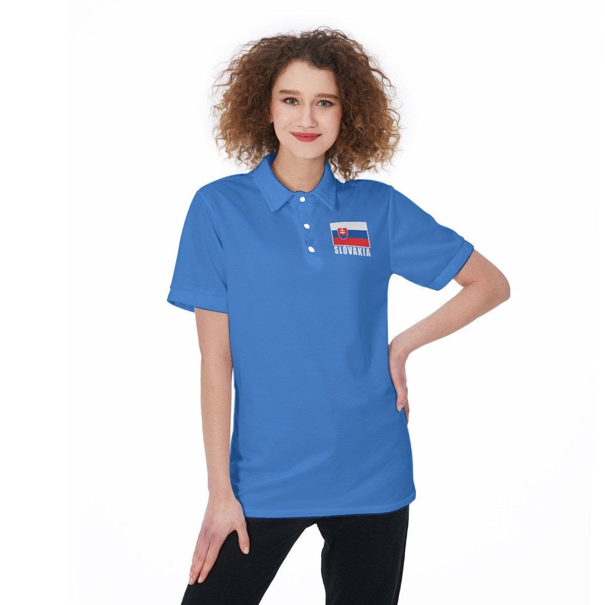 Slovakia Unisex Football Fan Polo Shirt Front and Back