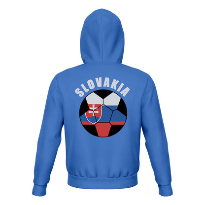 Slovakia Unisex Football Fan Zip Hoodie Back with Hood Up