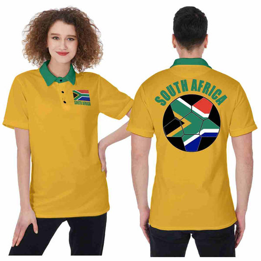 South Africa Unisex Football Fan Polo Shirt Front and Back