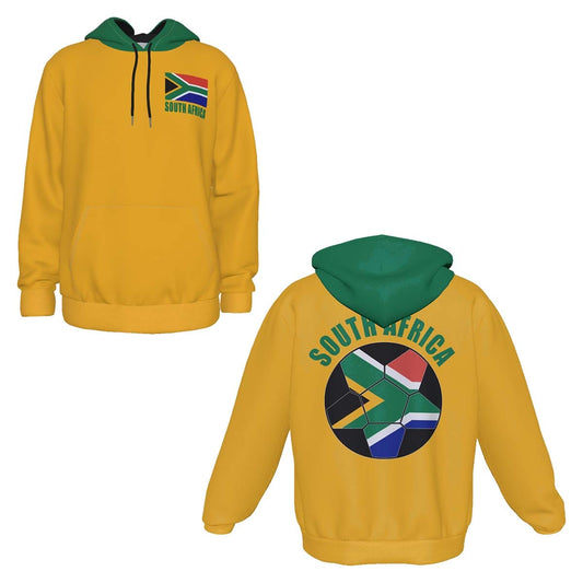 South Africa Unisex Football Fan Pullover Hoodie Front and Back