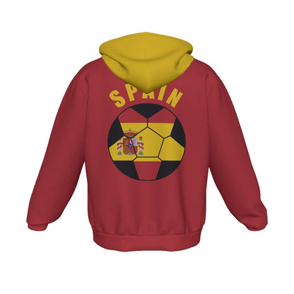 Spain Unisex Football Fan Zip Hoodie Back