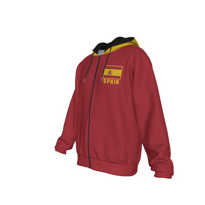 Spain Unisex Football Fan Zip Hoodie Front Left