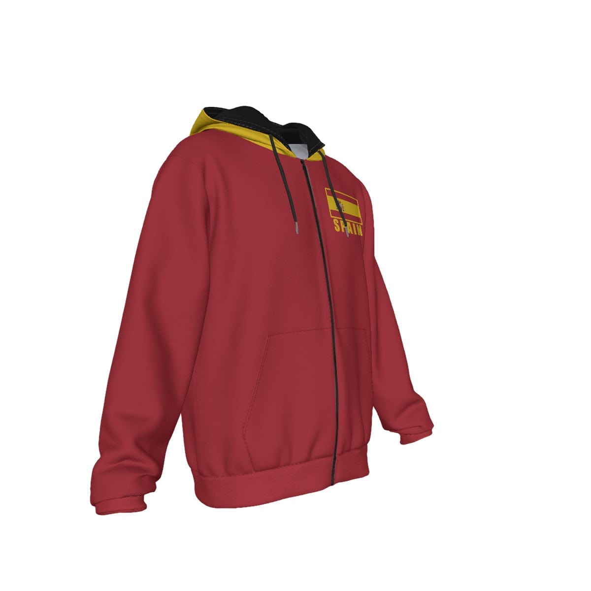 Spain Unisex Football Fan Zip Hoodie Front Right