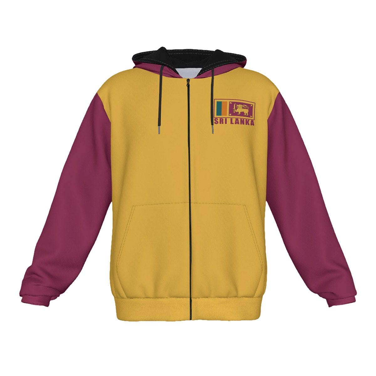 Sri Lanka Unisex Football Fan Zip Hoodie Front and Back