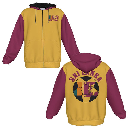 Sri Lanka Unisex Football Fan Zip Hoodie Front and Back