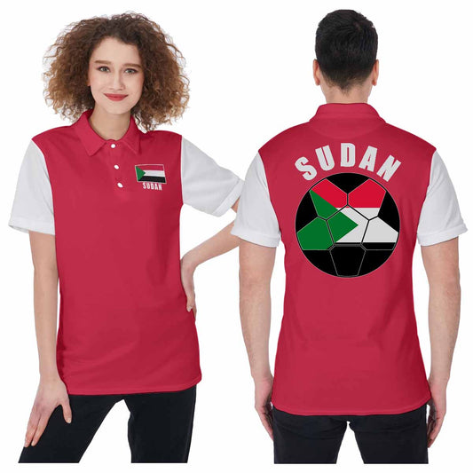 Sudan Unisex Football Fan Polo Shirt Front and Back