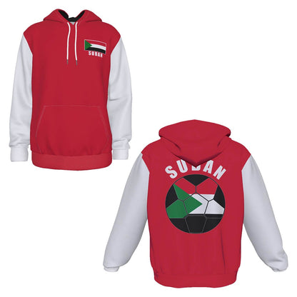 Sudan Unisex Football Fan Pullover Hoodie Front and Back