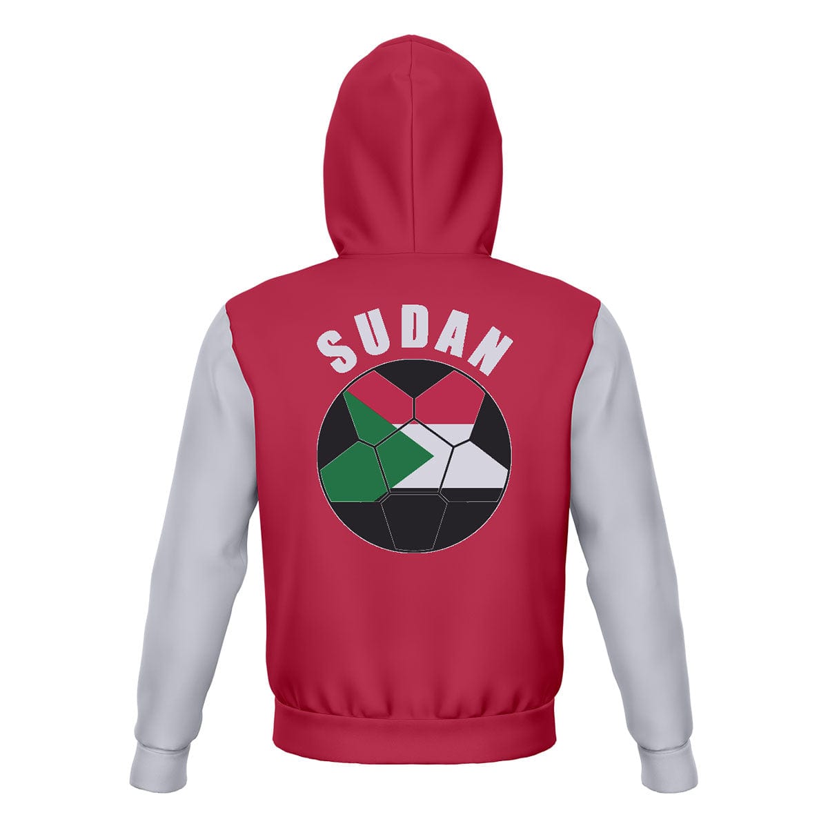 Sudan Unisex Football Fan Zip Hoodie Back with Hood Up