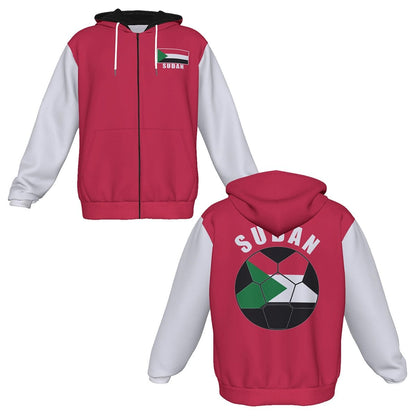 Sudan Unisex Football Fan Zip Hoodie Front and Back