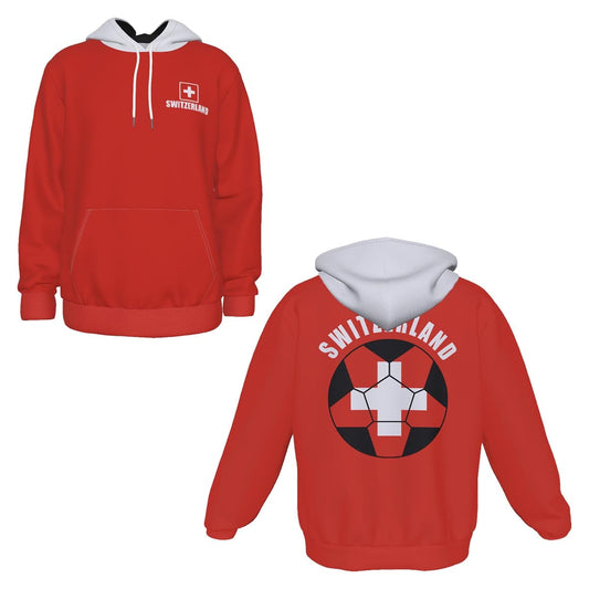 Switzerland Unisex Football Fan Pullover Hoodie Front and Back