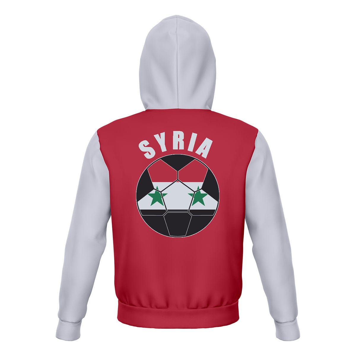 Syria Unisex Football Fan Pullover Hoodie Back with Hood Up