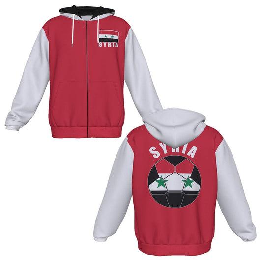 Syria Unisex Football Fan Zip Hoodie Front and Back