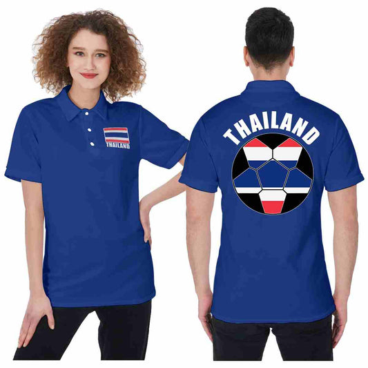 Thailand Unisex Football Fan Polo Shirt Front and Back