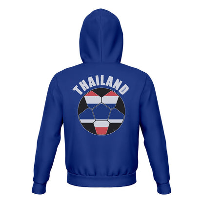 Thailand Unisex Football Fan Pullover Hoodie Back with Hood Up