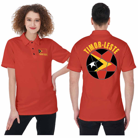 Timor-Leste (East Timor) Unisex Football Fan Polo Shirt Front and Back