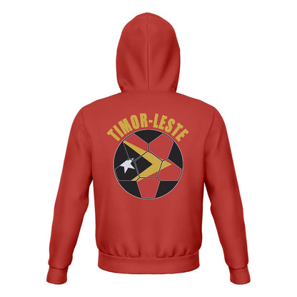 Timor-Leste (East Timor) Unisex Football Fan Pullover Hoodie Back with Hood Up