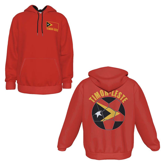 Timor-Leste (East Timor) Unisex Football Fan Pullover Hoodie Front and Back