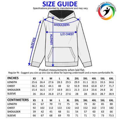 Timor-Leste (East Timor) Unisex Football Fan Pullover Hoodie Size Guide