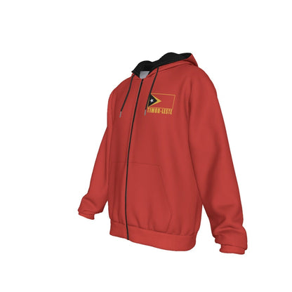 Timor-Leste (East Timor) Unisex Football Fan Zip Hoodie Front Left