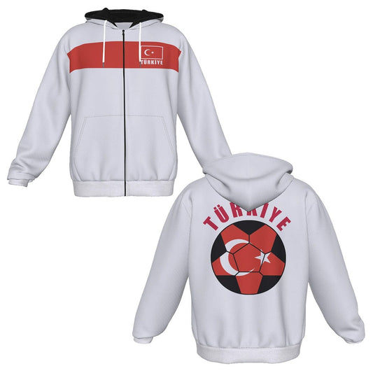 Turkey Unisex Football Fan Zip Hoodie Front and Back