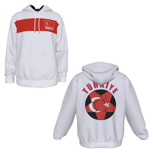 Turkey (Türkiye) Unisex Football Fan Pullover Hoodie Front and Back