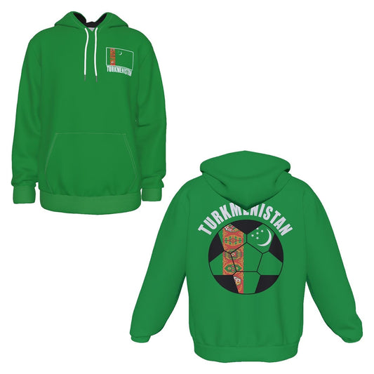 Turkmenistan Unisex Football Fan Pullover Hoodie Front and Back