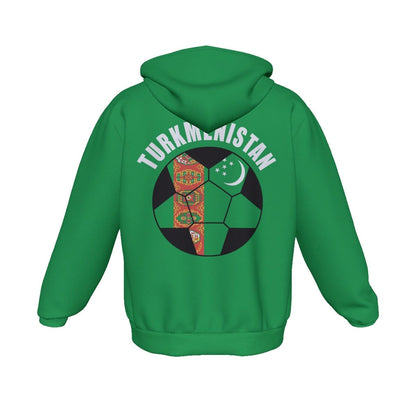 Turkmenistan Unisex Football Fan Zip Hoodie Back