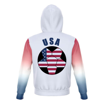 USA Unisex Football Fan Pullover Hoodie Back with Hood Up