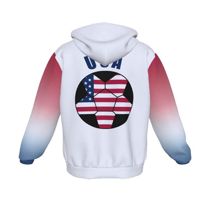 USA Unisex Football Fan Zip Hoodie Back