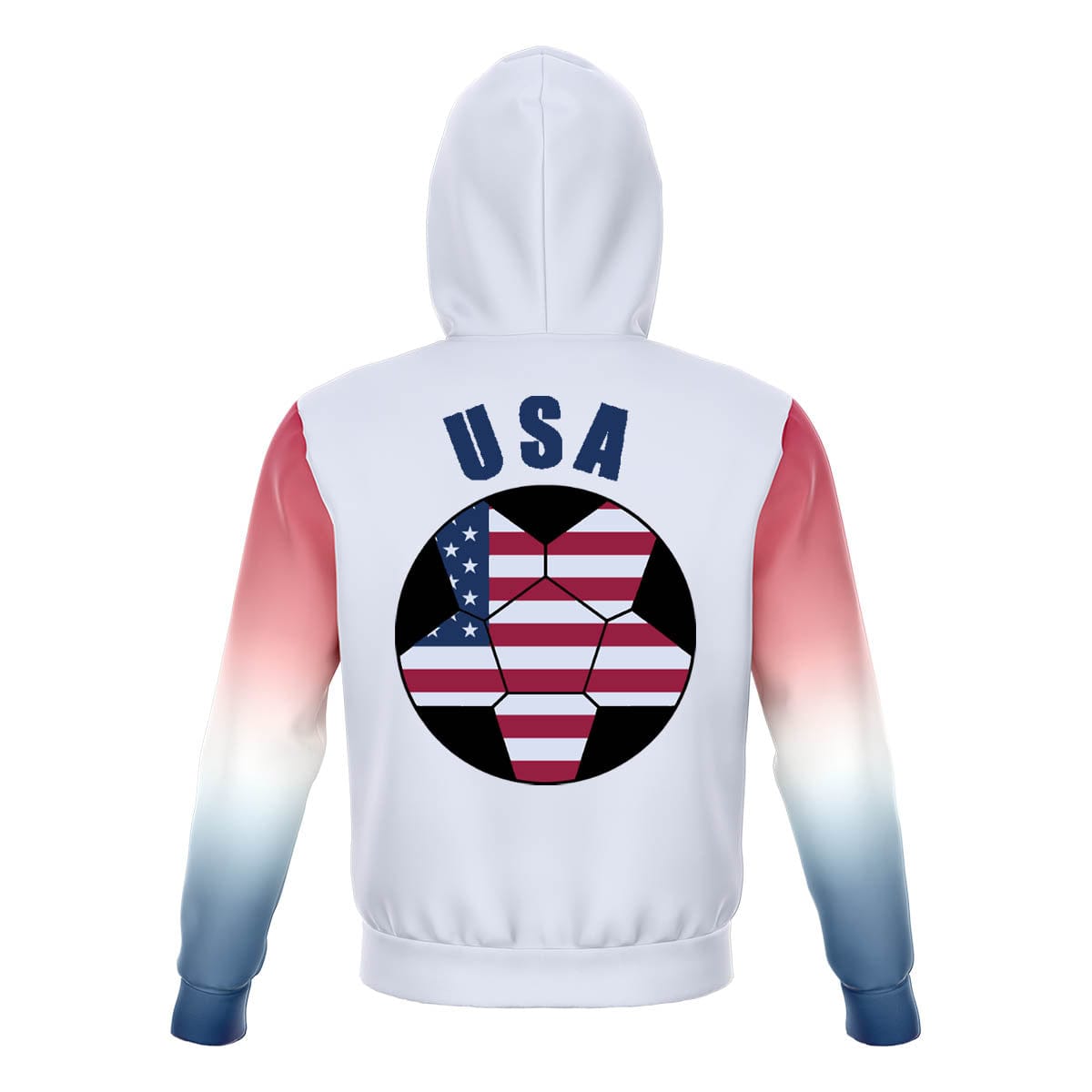 USA Unisex Football Fan Zip Hoodie Back with Hood Up