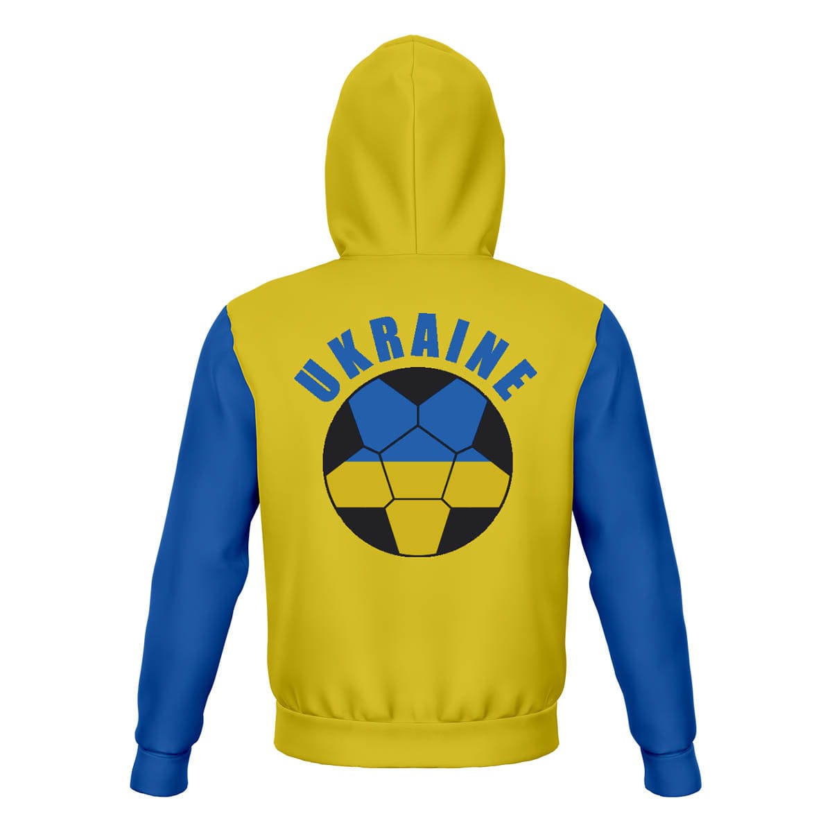 Ukraine Unisex Football Fan Pullover Hoodie Back with Hood Up