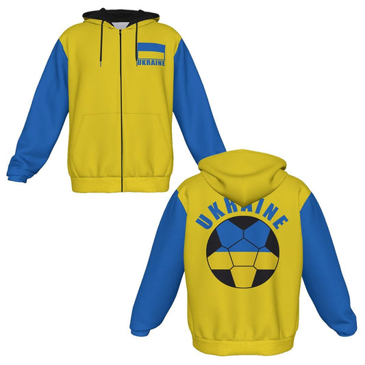 Ukraine Unisex Football Supporters Fan Zip Hoodie