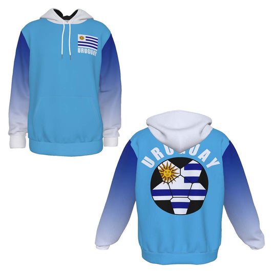 Uruguay Unisex Football Fan Pullover Hoodie Front and Back