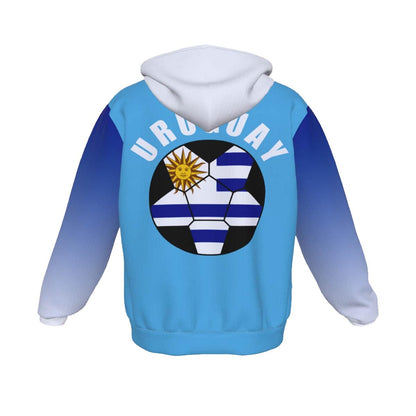 Uruguay Unisex Football Fan Zip Hoodie Back