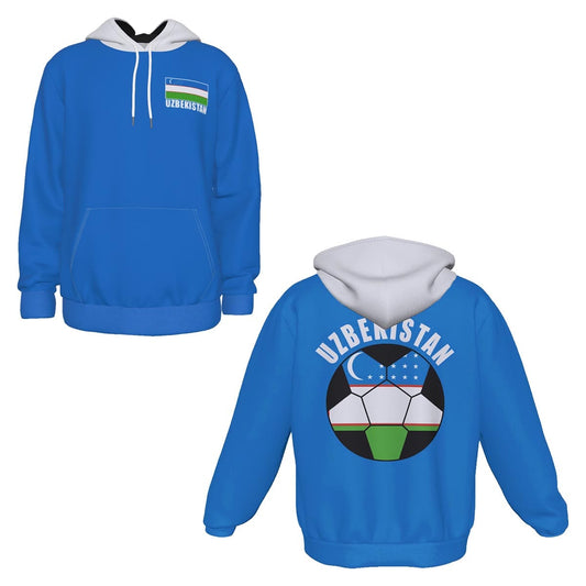 Uzbekistan Unisex Football Fan Pullover Hoodie Front and Back